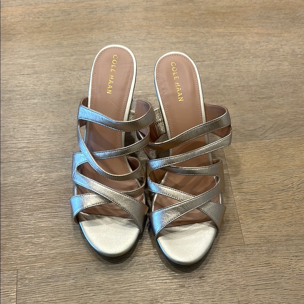 Cole Haan Gold Strappy Heels